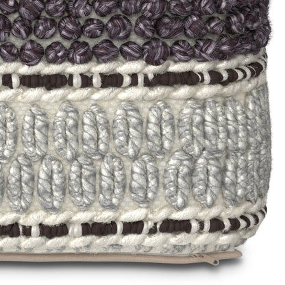Grady - Square Pouf - Magenta / Natural