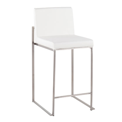 Fuji - Contemporary High Back Counter Stool (Set of 2) - White