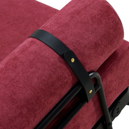 Modern Loveseat Sofa 59" Sofa Couch 2 Seater With USB Ports, Unique Cylindrical Armrests - Red