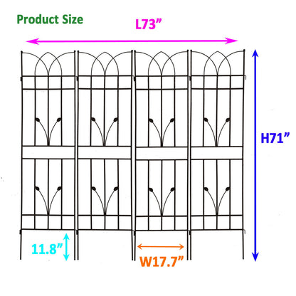 4 Pack Metal Garden Rustproof Trellis For Climbing Plants, Outdoor Flower Support - Black