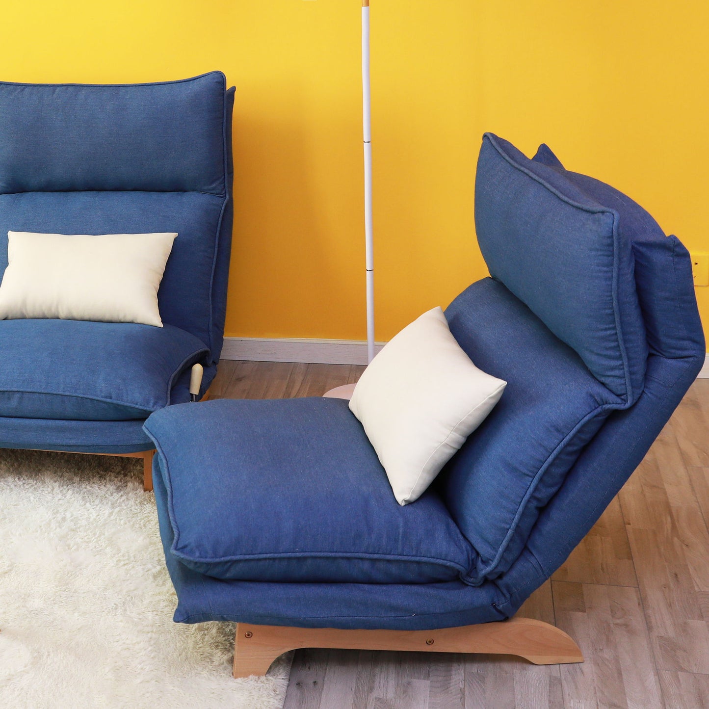 Single Lazy Sofa Chair Leisure Foldable Reclining Chair - Blue