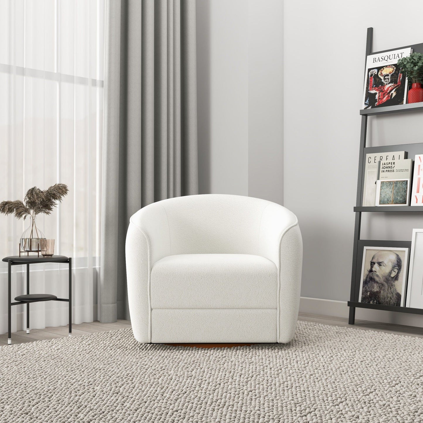 Elise - Mid-Century Modern Swivel Chair - White