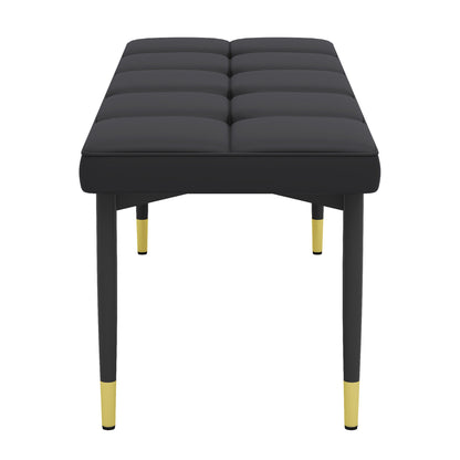 Multifunctional Shoe Bench, Sturdy Metal Legs With Gold Accents - Black