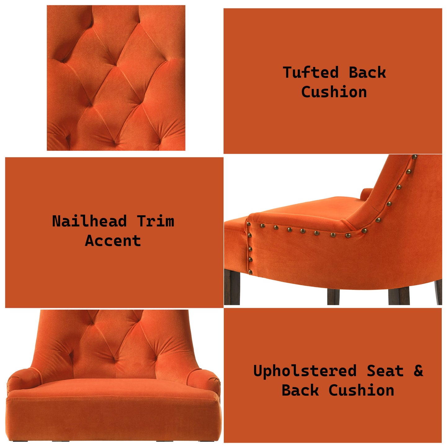 Farren - Velvet Weathered Side Chair (Set of 2) - Orange