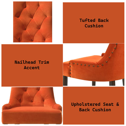 Farren - Velvet Weathered Side Chair (Set of 2) - Orange