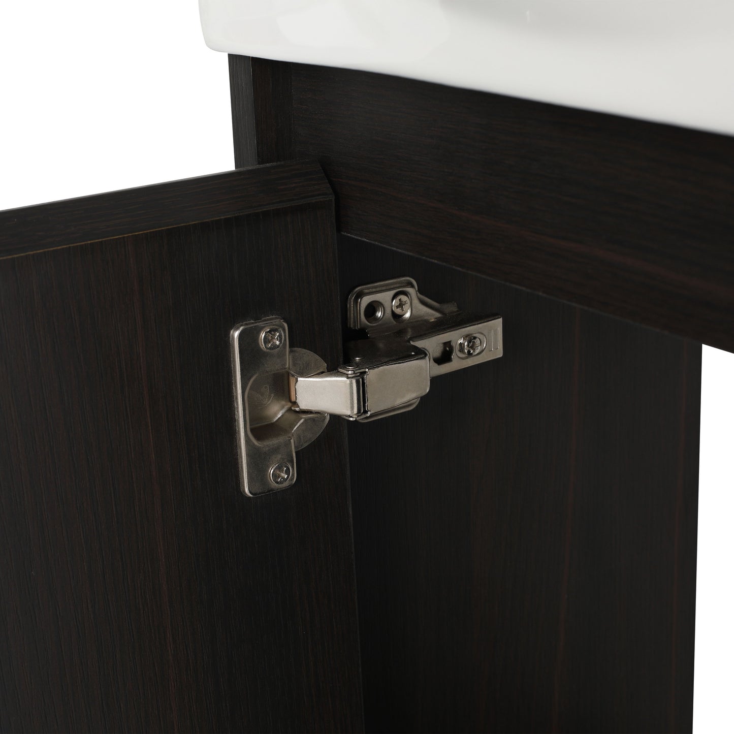 Modern 16" Bathroom Vanity Sink Combo With Ceramic Sink And Cabinet For Small Spaces - Black