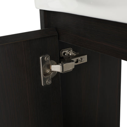 Modern 16" Bathroom Vanity Sink Combo With Ceramic Sink And Cabinet For Small Spaces - Black