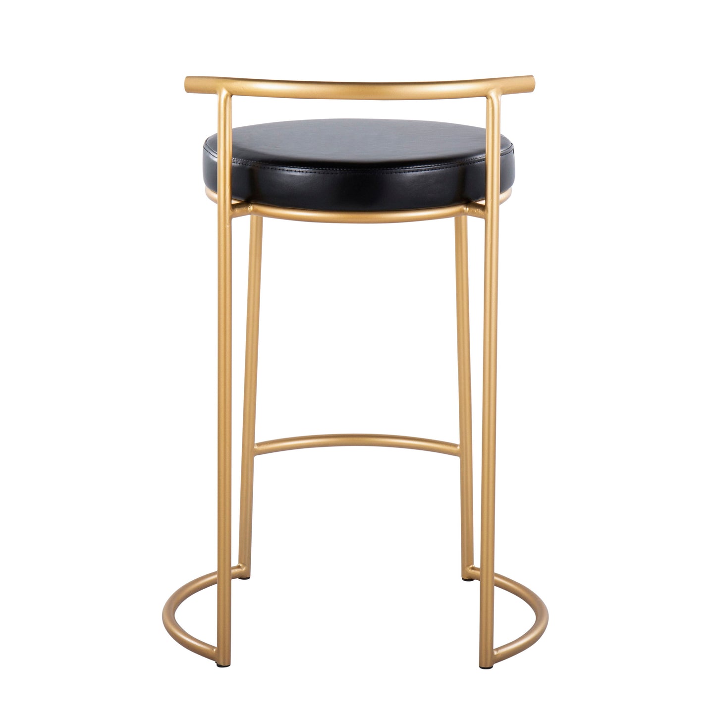 Fuji - Round Contemporary Fixed Height Counter Stool (Set of 2) - Gold / Black