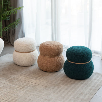 Snowman Stool With Greig Plush Cushion, Playful And Cute Design For Any Space - White
