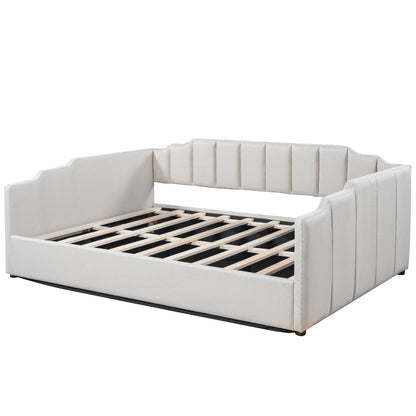Full Upholstered Daybed With Underneath Storage - Beige
