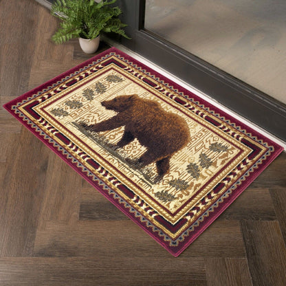 Nature's Nest - 7'10" X 10'3" Lodge Area Rug - Multi, Red