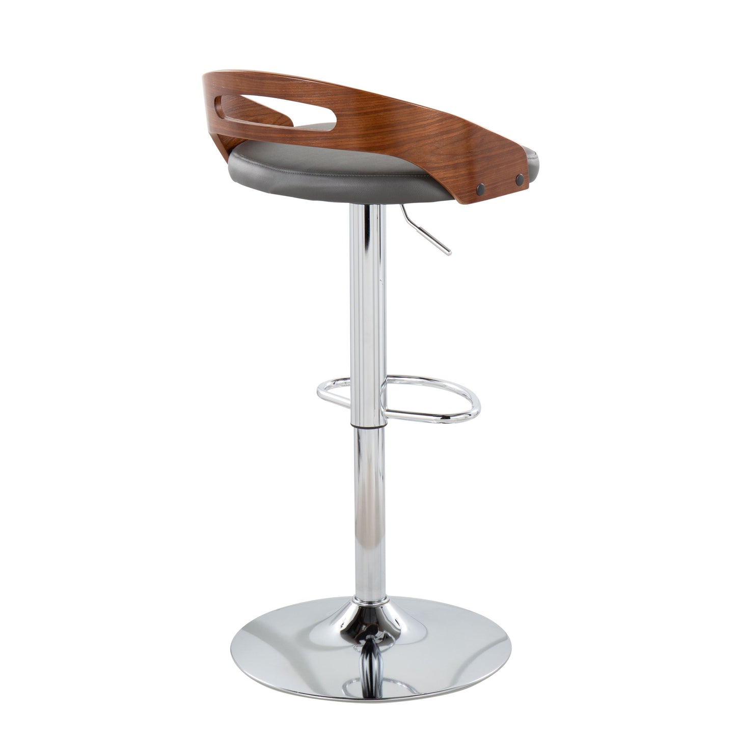 Cassis - Mid-Century Modern Adjustable Barstool With Swivel - Walnut / Gray