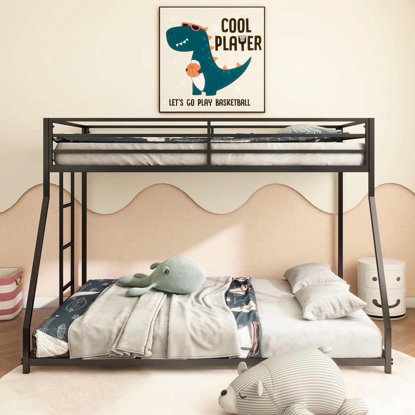 Adam - Twin Over Full Metal Bunk Bed - Black Metal