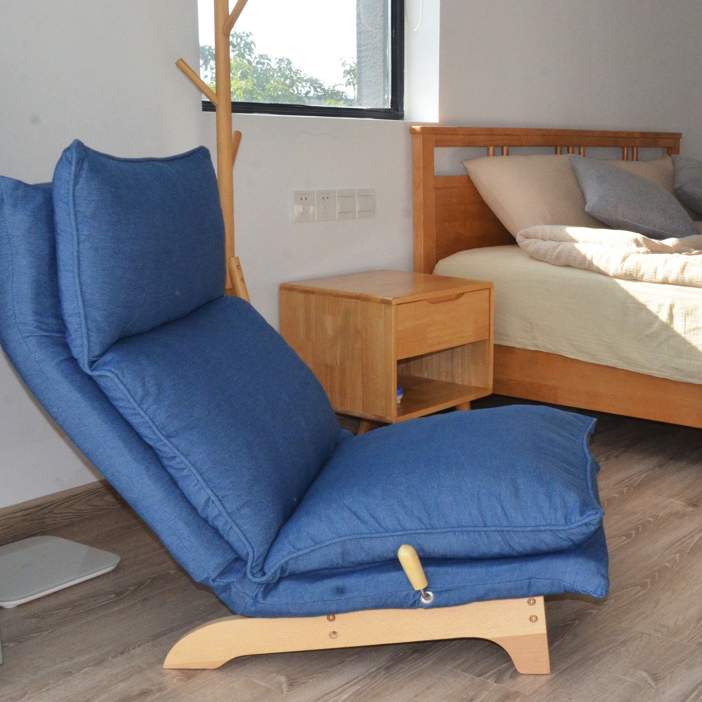 Single Lazy Sofa Chair Leisure Foldable Reclining Chair - Blue