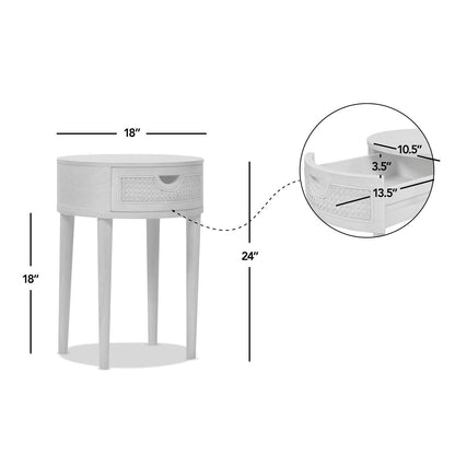 Cabana - Round Cane Storage Side Table - Natural Brown Oak