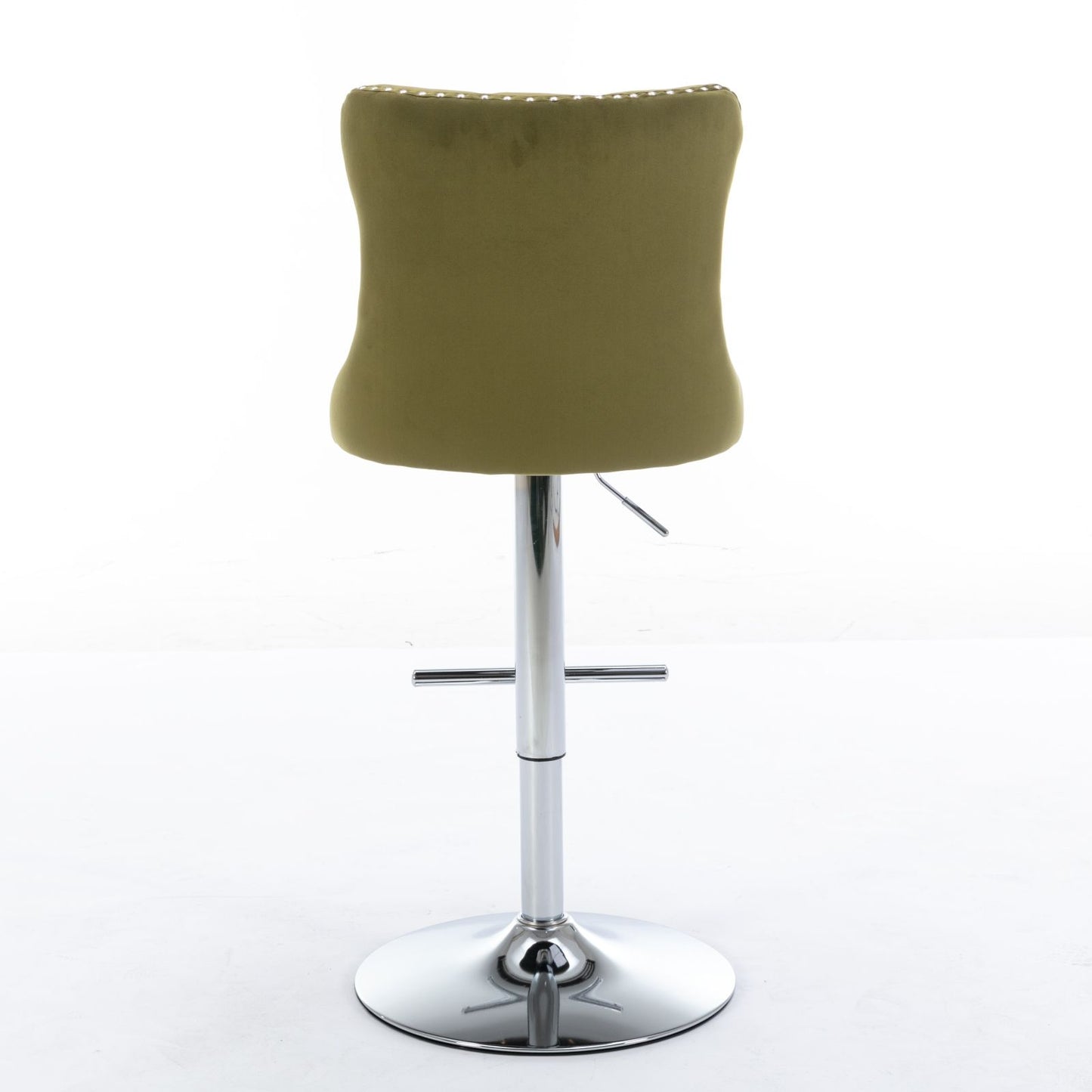 Swivel Velvet Barstools Adjusatble Seat Height From 25-33", Modern Upholstered Chrome Base Bar Stools With Backs Comfortable Tufted For Home Pub And Kitchen Island (Set of 2), 1712Ol - Olive Green