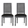 French Country Inspired Dining Chair Set With Cane Backrest - Distressed Light Brown