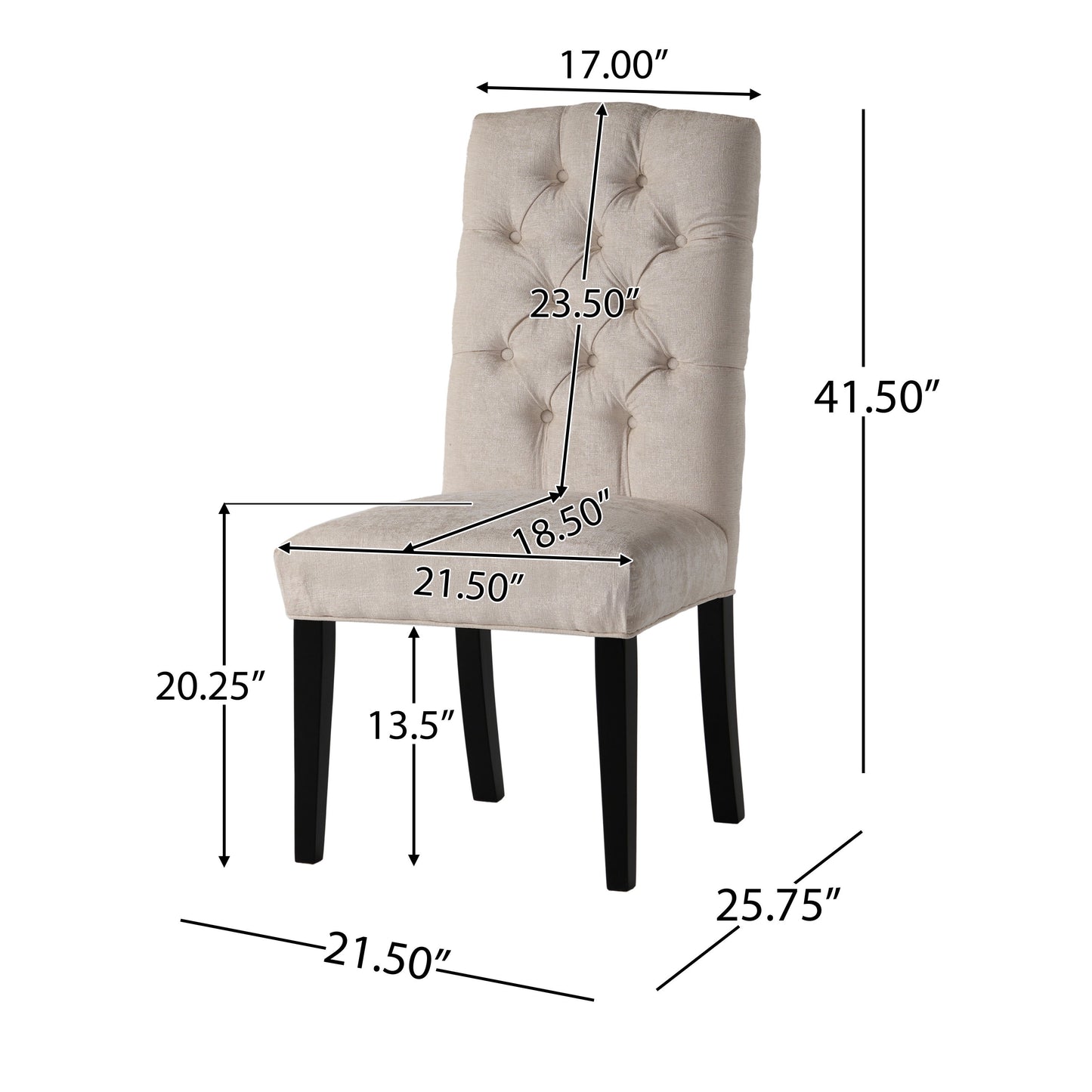 Harriet - Tufted Dining Chairs Upholstered With Solid Wood Frame (Set of 2) - Ivory