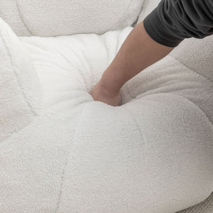 Comfy Bean Bag Chair With Filler, Tufted Memory Foam Sofa Teddy Fabric, Fluffy And Cozy Seating For Dorm, Apartment, Or Living Room - White