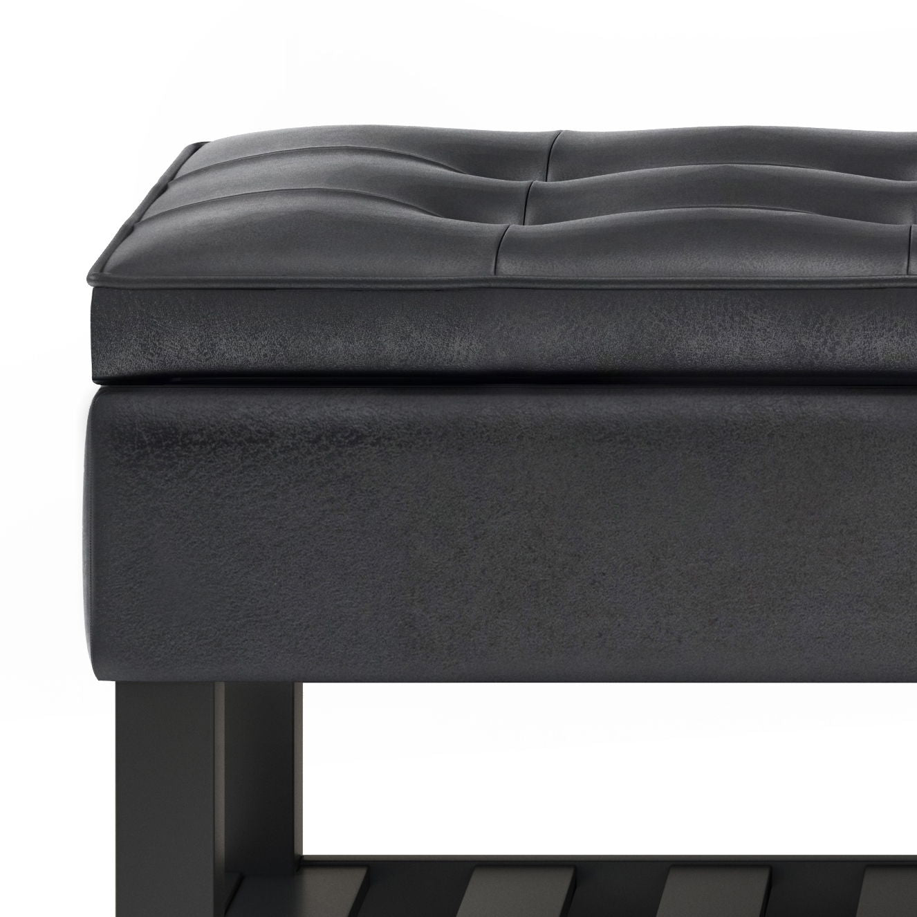 Cosmopolitan - Storage Ottoman Bench With Open Bottom - Distressed Black
