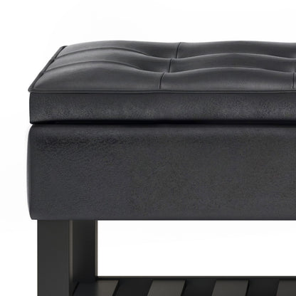 Cosmopolitan - Storage Ottoman Bench With Open Bottom - Distressed Black