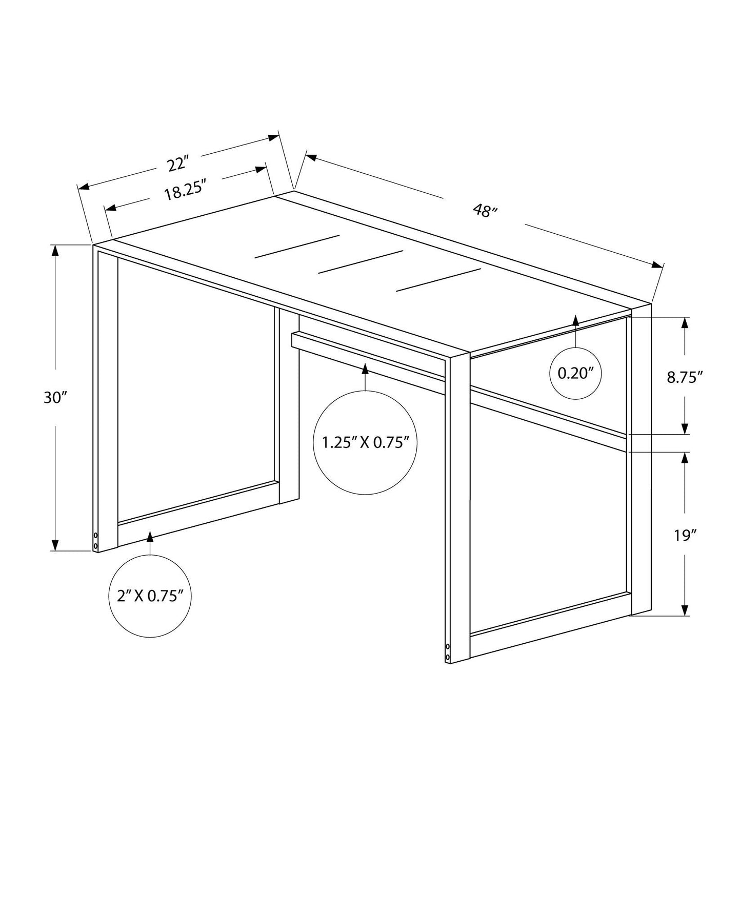Computer Desk For Home Office, Laptop, Contemporary & Modern - Silver