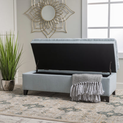Juliana - Storage Ottoman With Fabric Upholstery - Light Blue