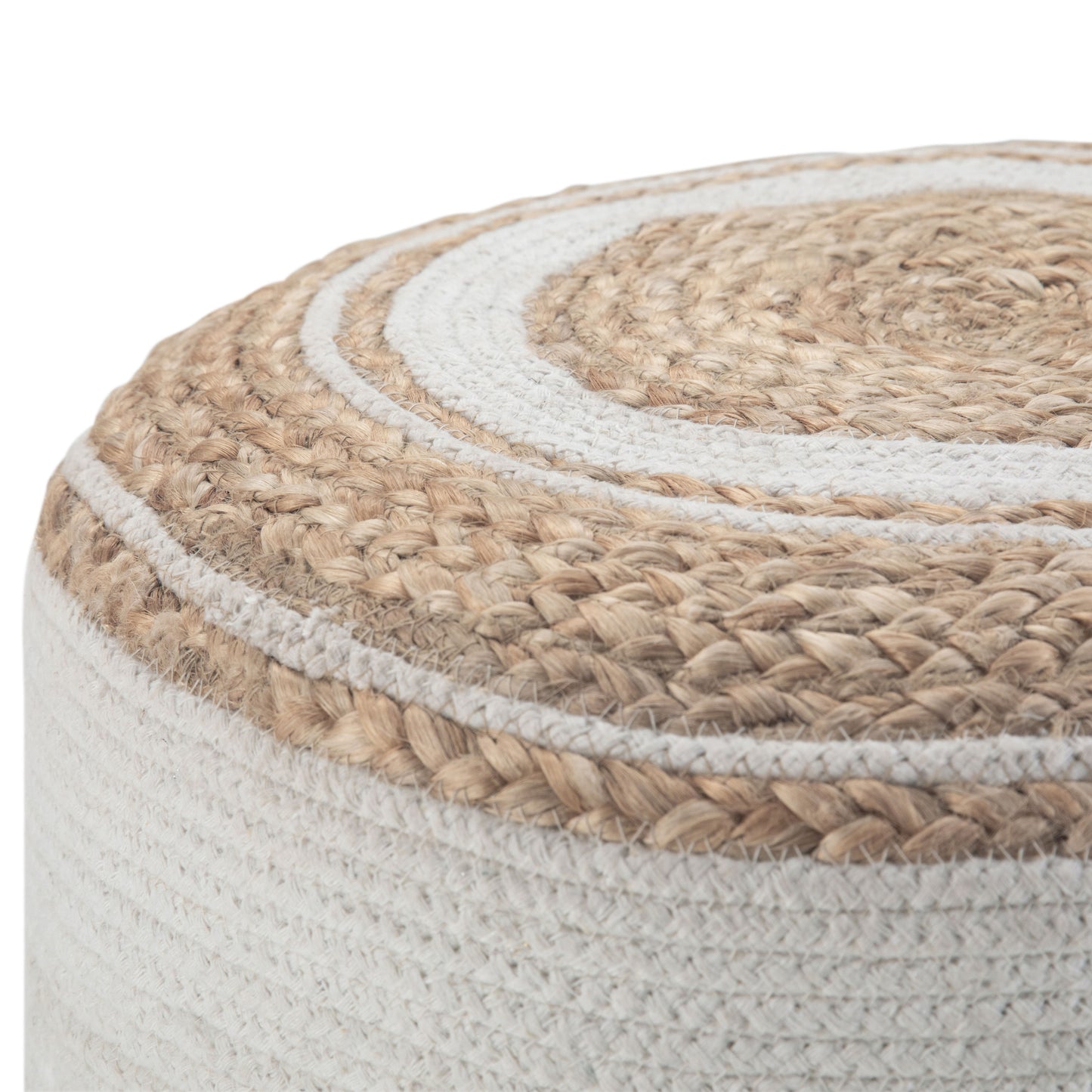 Serena - Round Braided Pouf - Natural