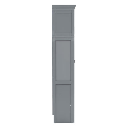Queen Size Murphy Modern Bed With Top Cabinets For Space Saving And Comfort - Gray