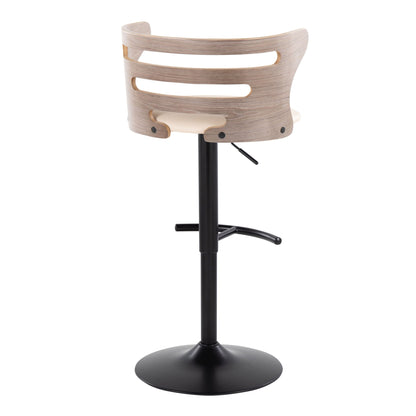 Cosi - Mid-Century Modern Adjustable Barstool With Swivel With Rounded T Footrest (Set of 2) - Black / Light Gray / Cream
