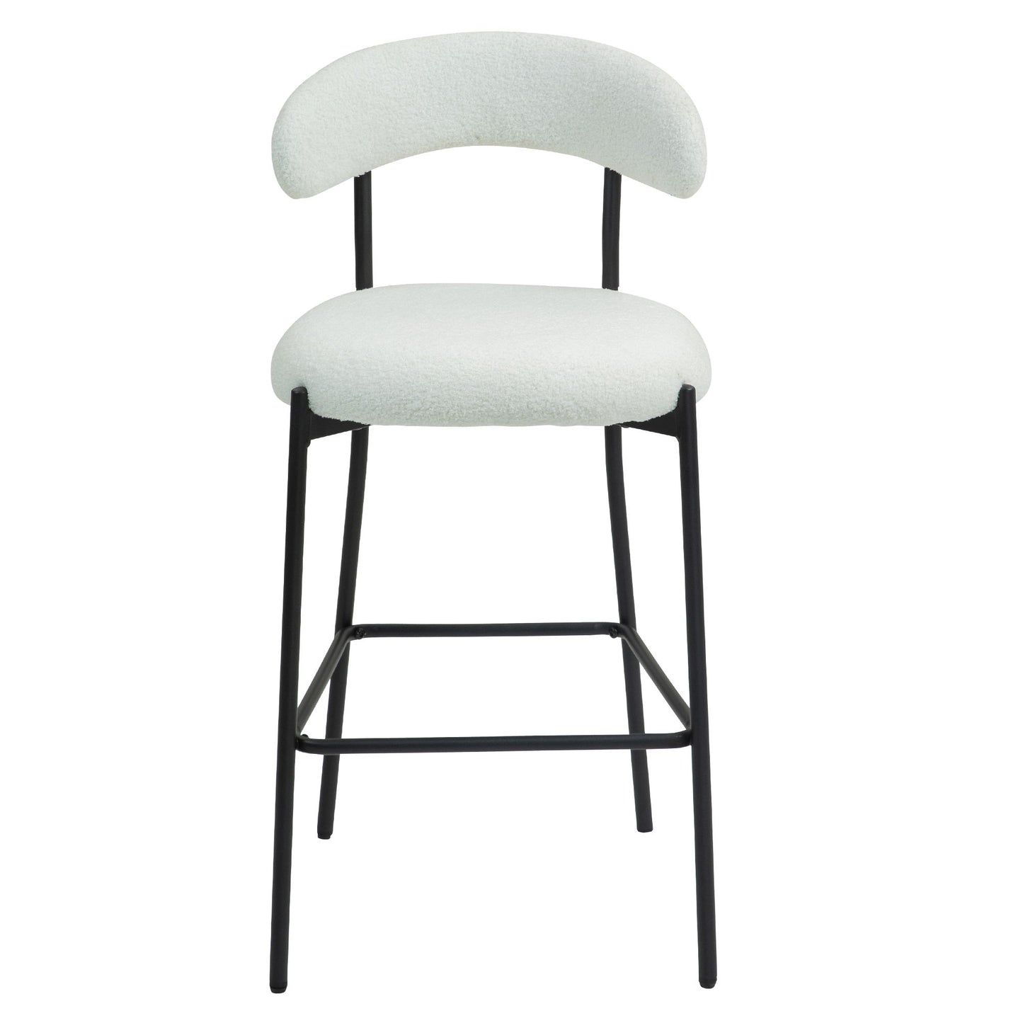 Counter Height Bar Stools Teddy Fabric Cover Kitchen Island Counter Bar Stool With Black Powder Coating Base And Footrest - Snow