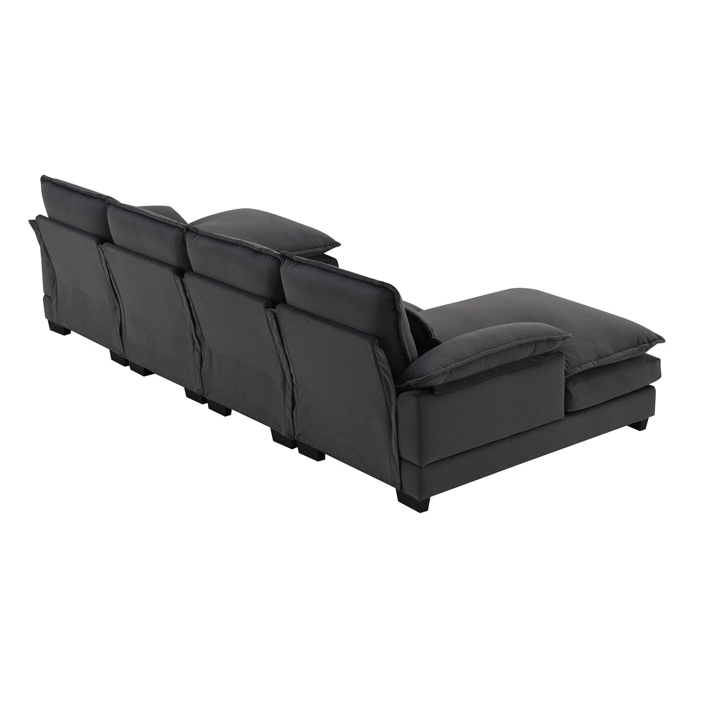 Modern U-Shaped Sectional Sofa With Waist Pillows, 6 Seat Upholstered Symmetrical Sofa Furniture, Sleeper Sofa Couch With Chaise Lounge - Gray