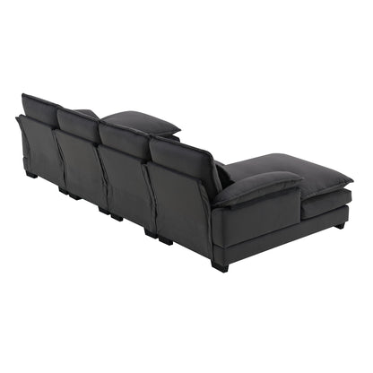 Modern U-Shaped Sectional Sofa With Waist Pillows, 6 Seat Upholstered Symmetrical Sofa Furniture, Sleeper Sofa Couch With Chaise Lounge - Gray