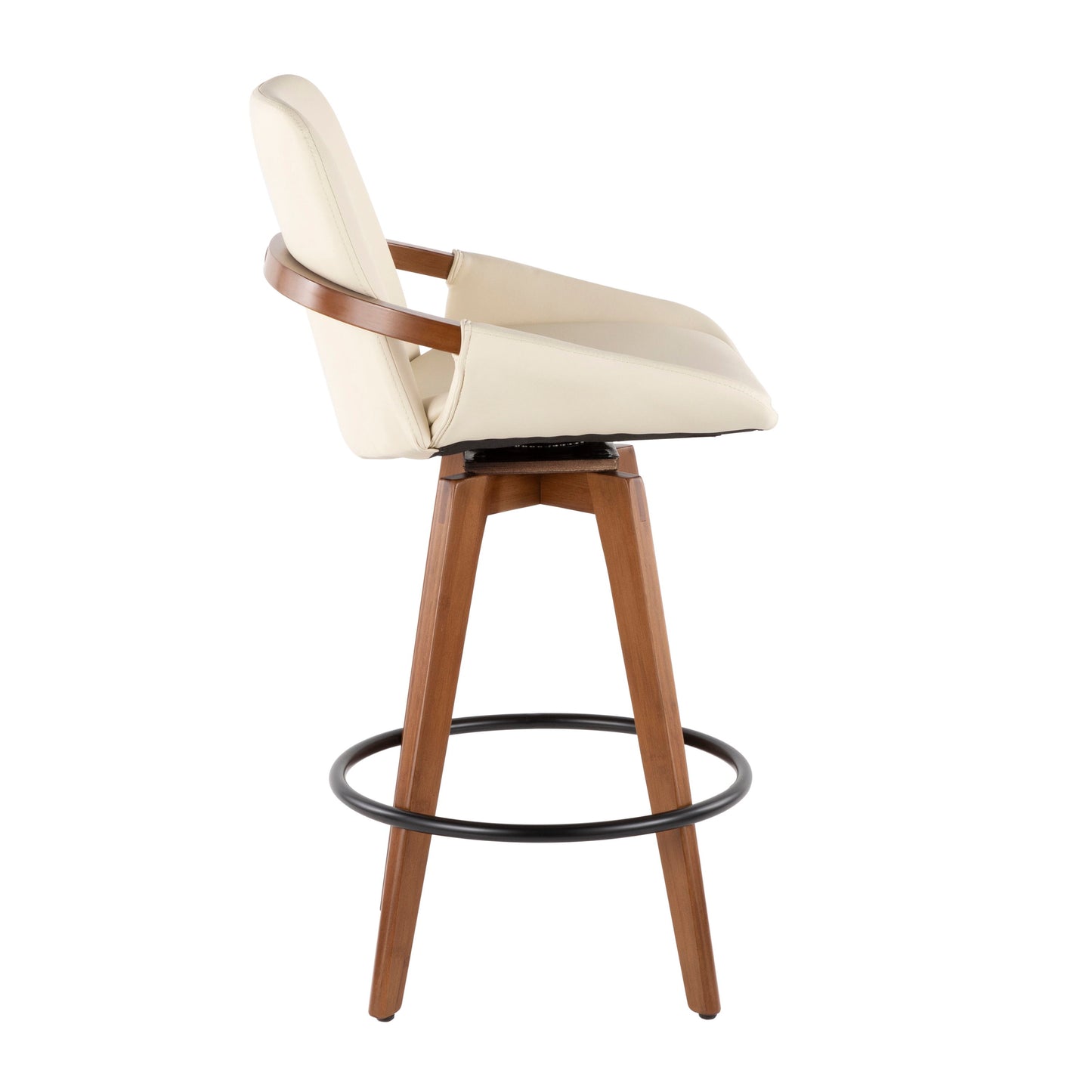 Cosmo - Mid-Century Counter Stool - Walnut / Cream