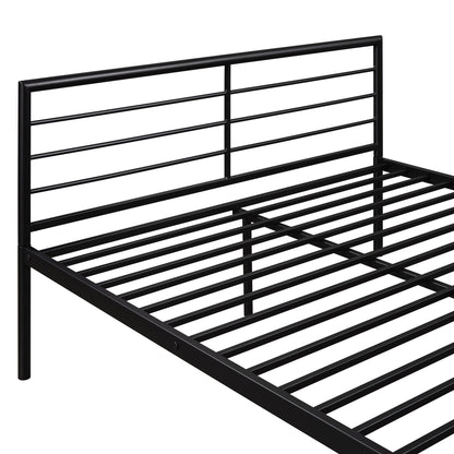 Twin Over Full Metal Bunk Bed With Desk, Ladder And Quality Slats For Bedroom - Metallic Black