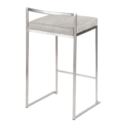 Fuji - Contemporary Stackable Counter Stool (Set of 3) - Light Gray
