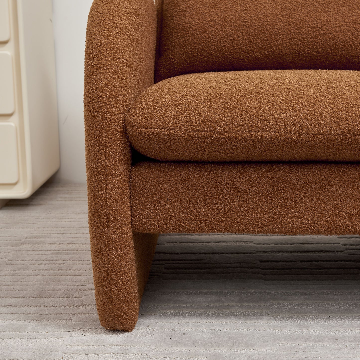 Modern Sherpa Upholstered Accent Chair, Comfortable Living Room Armchair, Lounge Chair For Bedroom, And Office - Orange