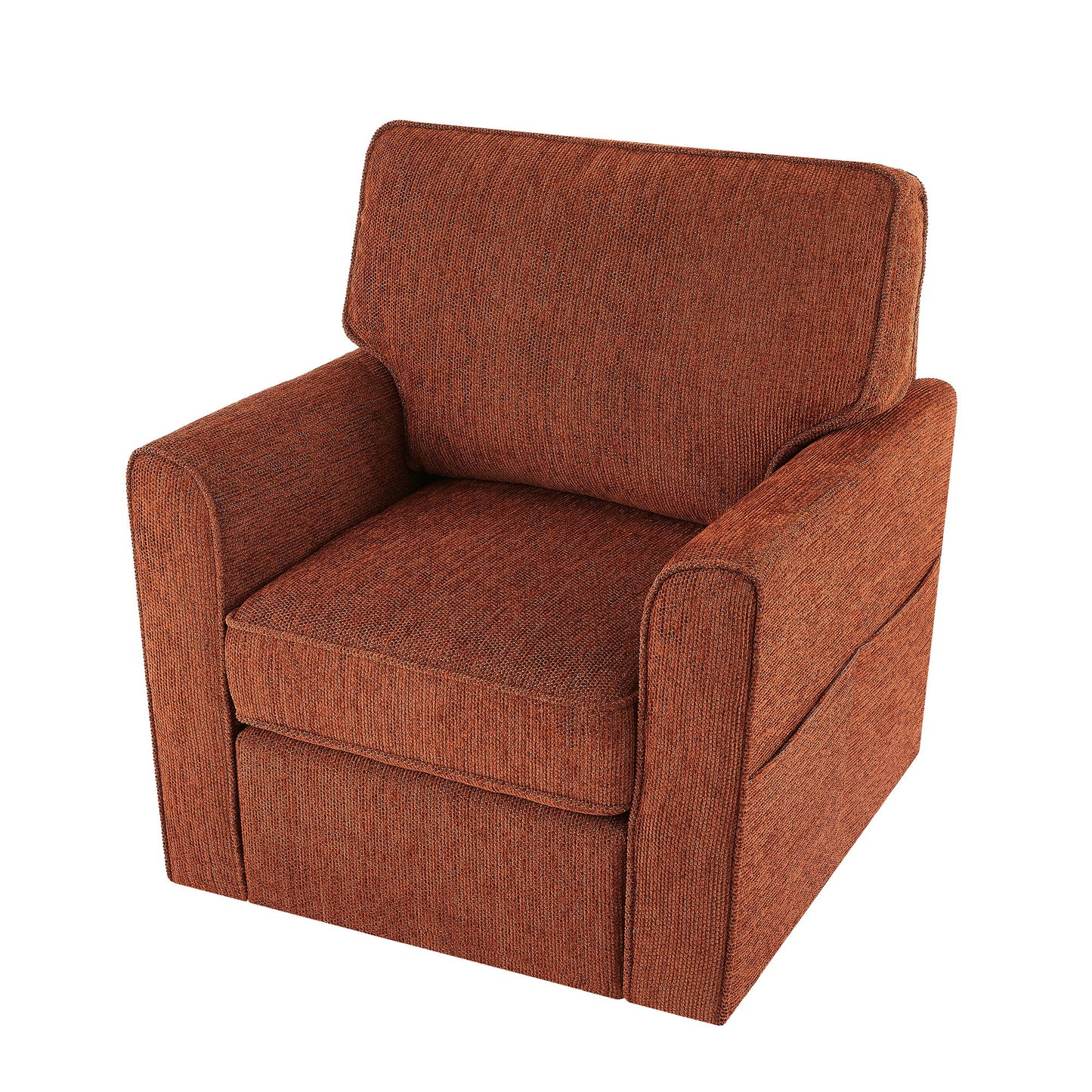 360 Degree Swivel Chair Accent Barrel Armchair With Side Pockets - Red
