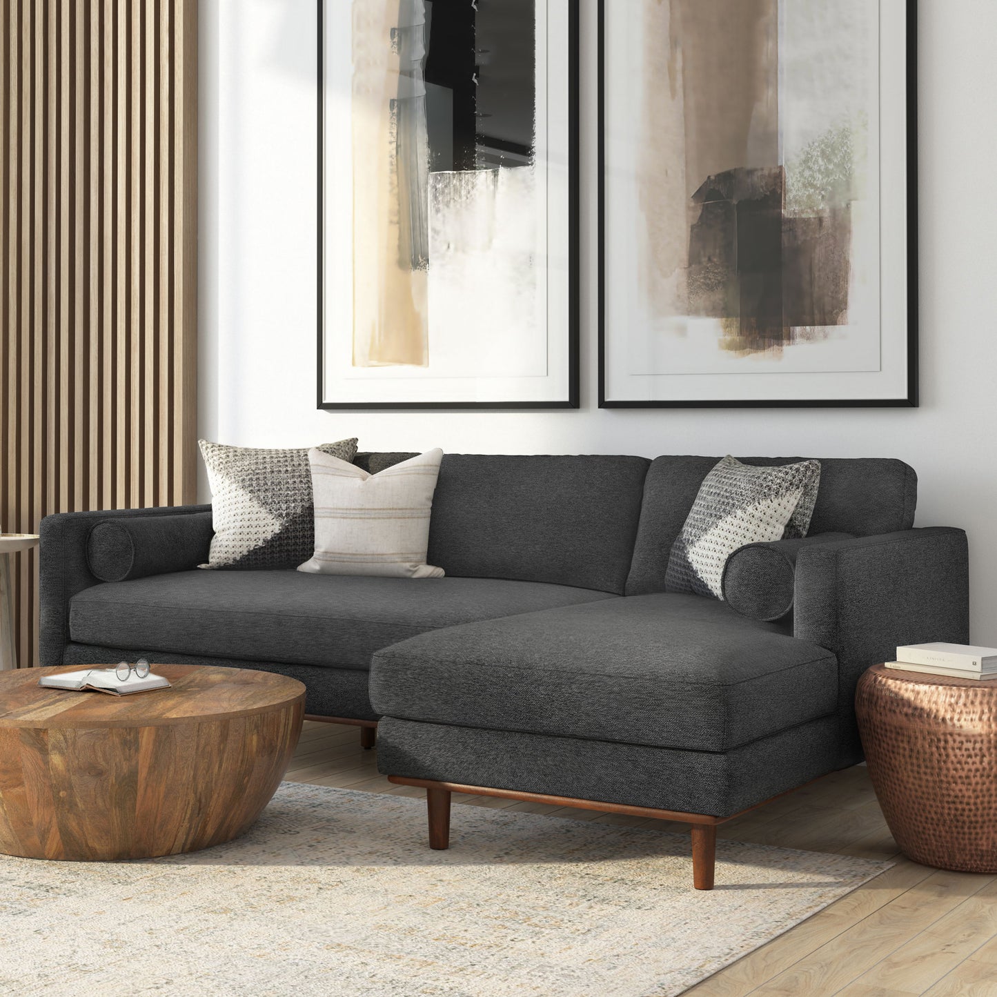 Morrison - Right Sectional Sofa - Charcoal Gray