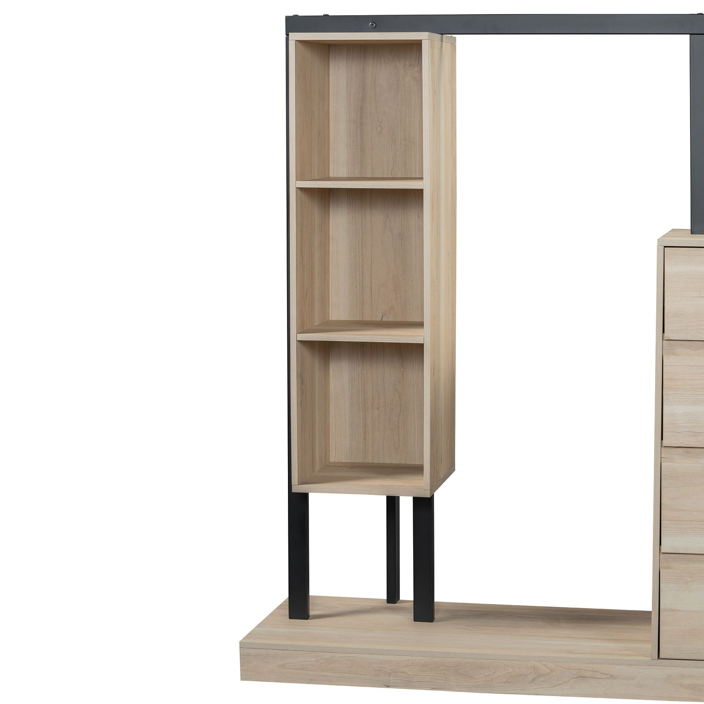 Wardrobe With 4 Drawers And 3 Shelves - Natural