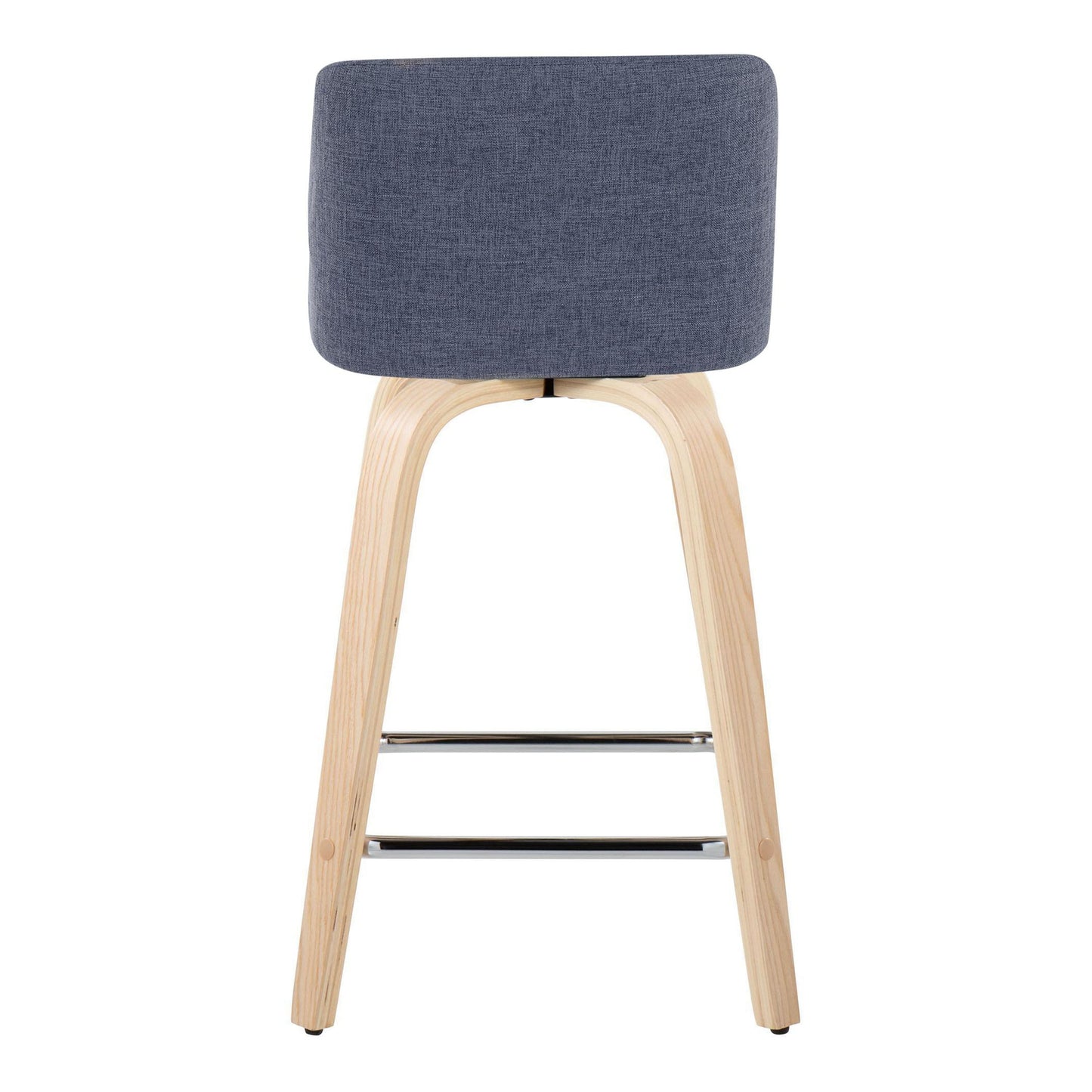 Toriano - Contemporary Fixed Height Counter Stool With Swivel With Square Footrest (Set of 2) - Natural / Blue