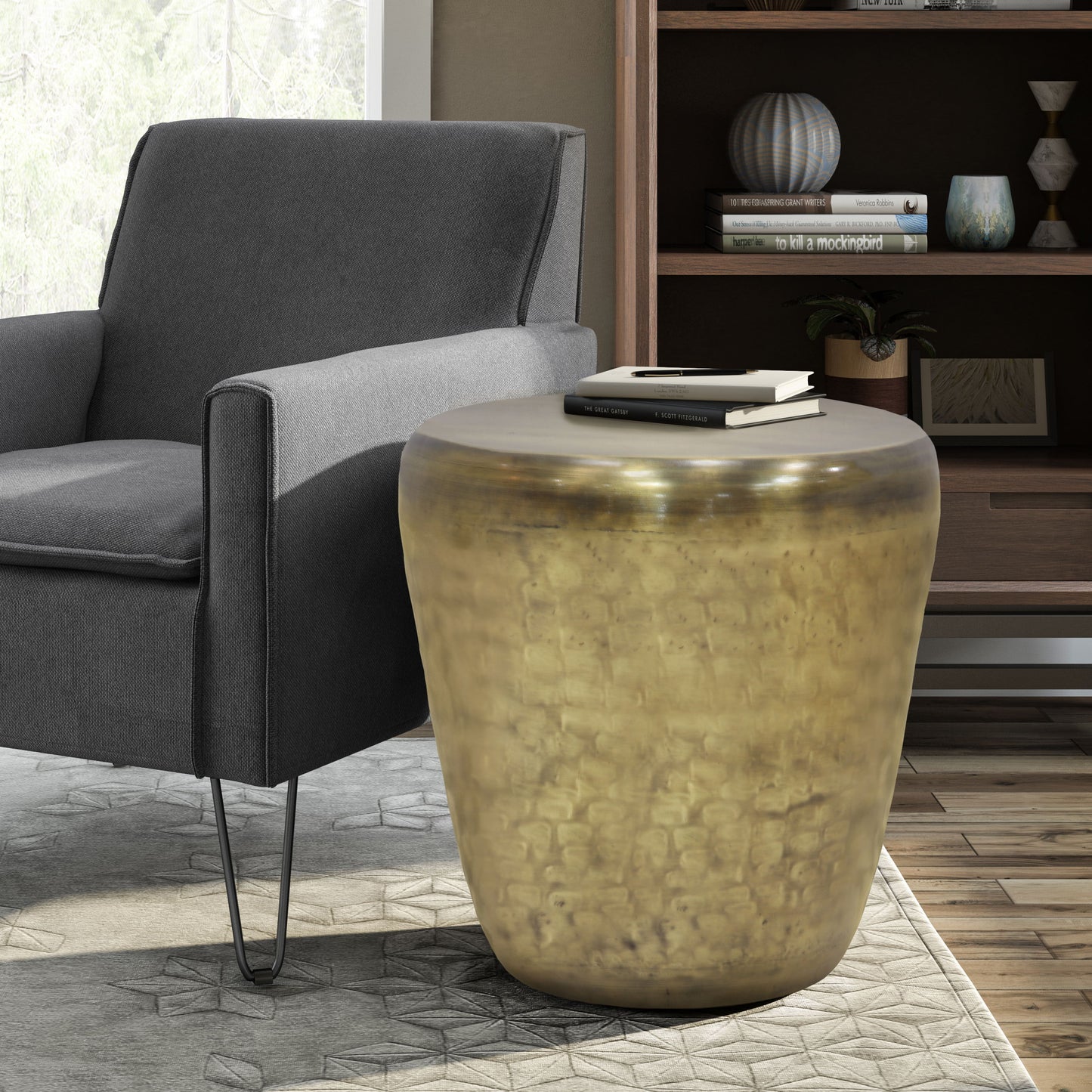 Garvy - Metal Side Table - Antique Gold