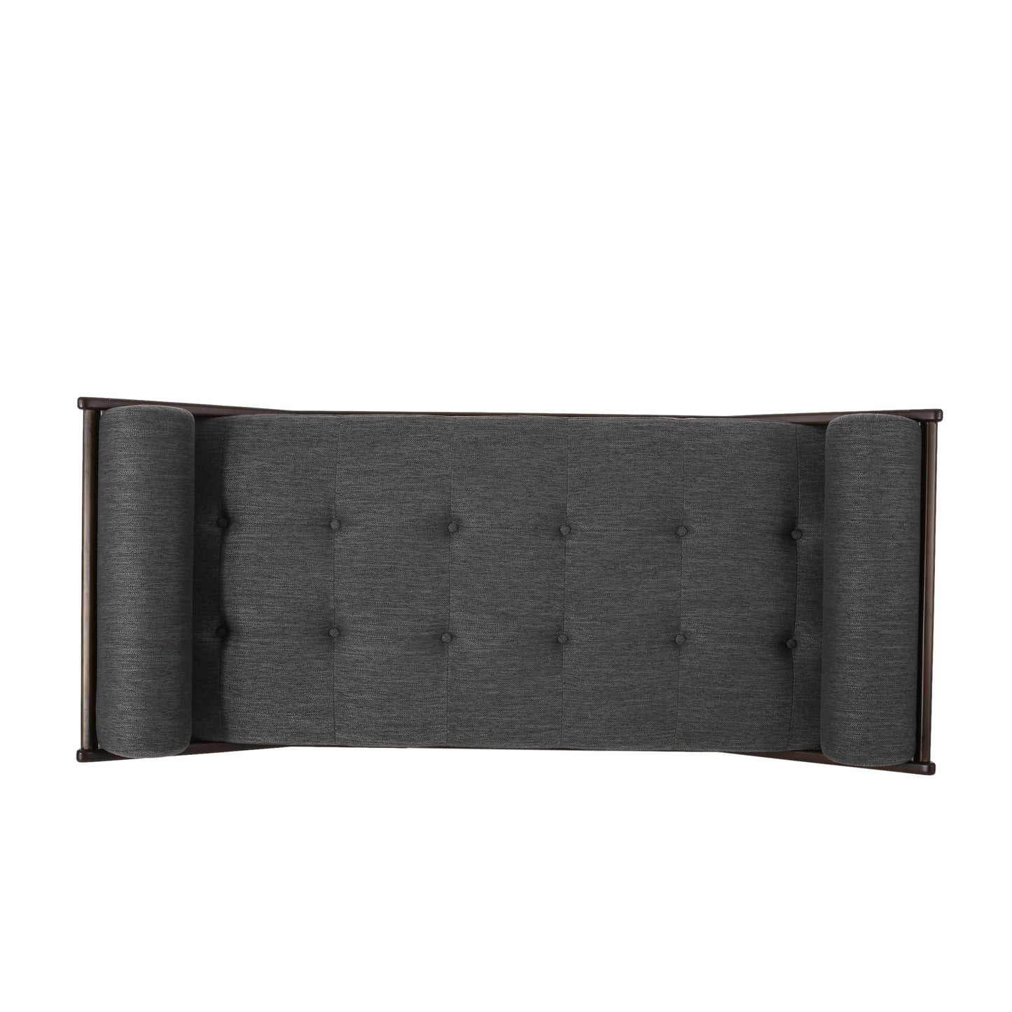 Contemporary Fabric Chaise Lounge With Button Tufted Waffle Stitching And Rolled Accent Pillows - Charcoal