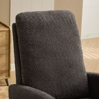 Rocking Chair For Nursery, High Back Glider Chair With Retractable Footrest, Side Pocket, Rocking Accent Armchair With Rubber Wood Legs For Living Room / Bedroom - Charcoal
