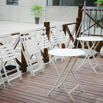 3 Piece Patio Bistro Set Of Foldable Round Table And Chairs - White