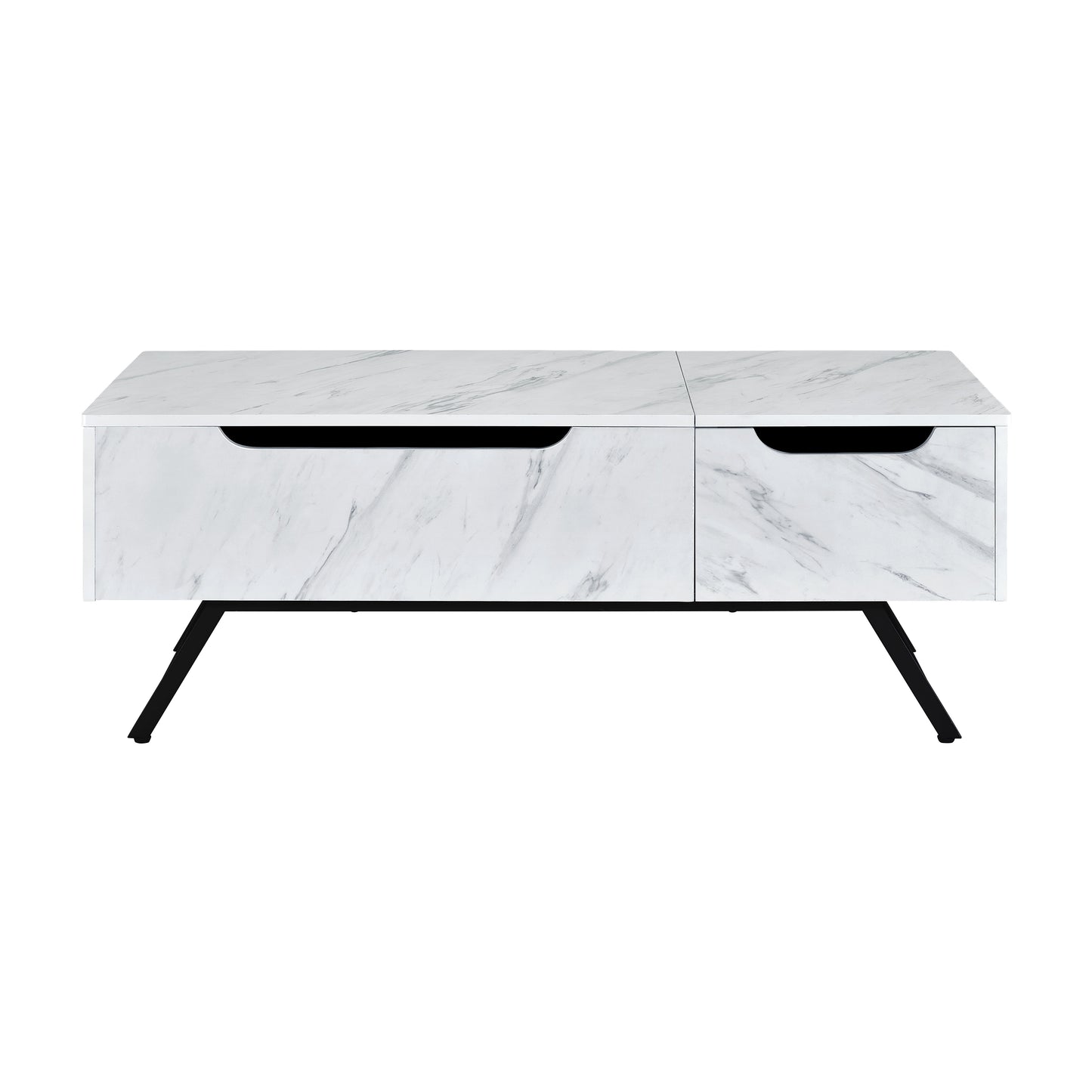 Throm - Faux Marble Grain Coffee Table With Lift Top - White