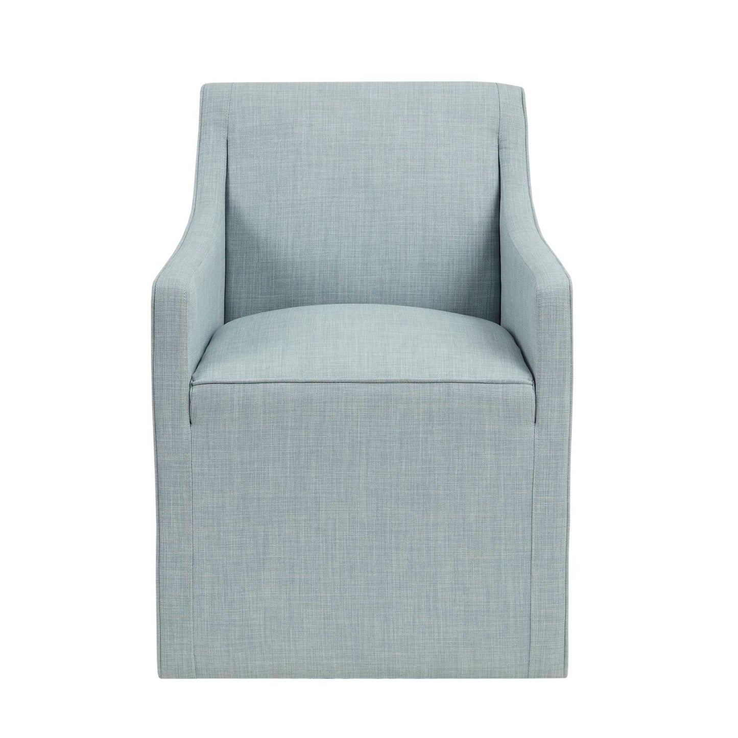 Upholstered Dining Arm Chair With Casters Woven - Light Gray Blue