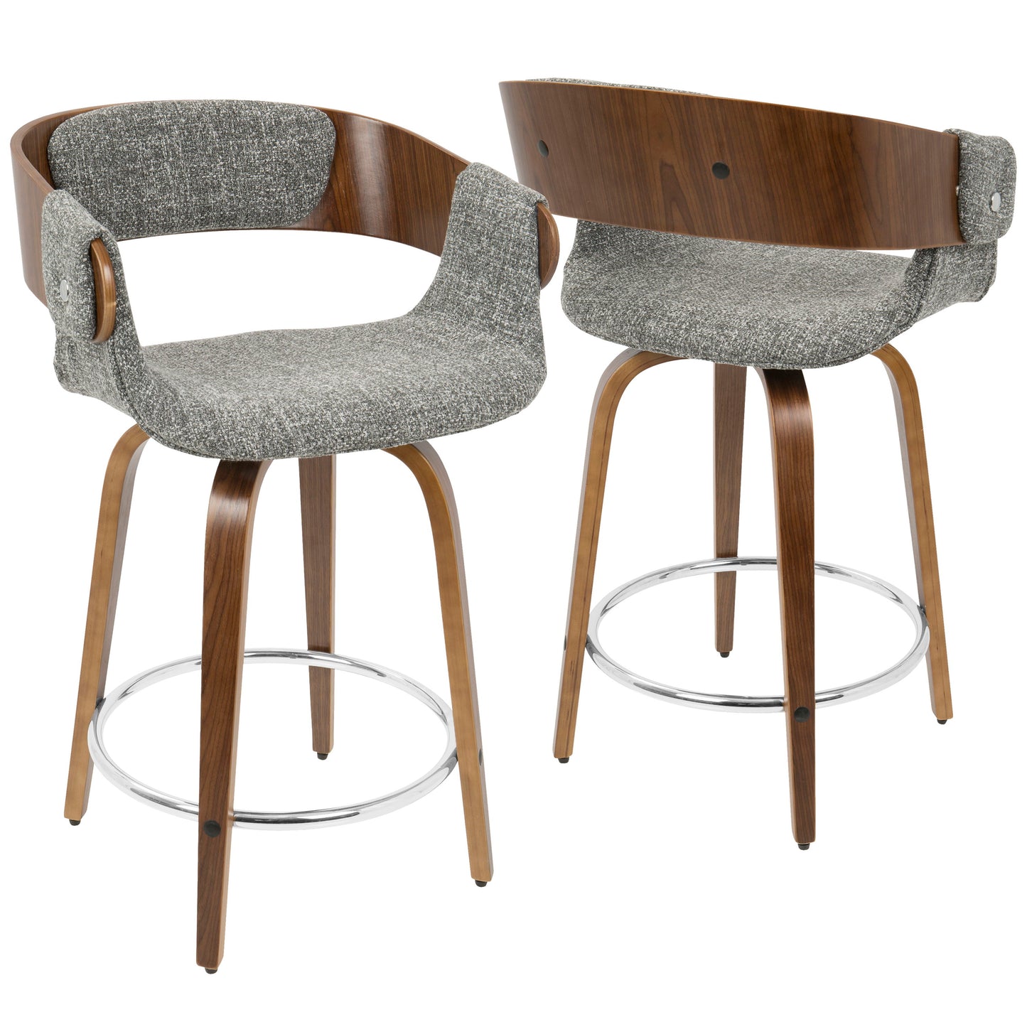 Elisa - Mid-Century Modern Counter Stool (Set of 2) - Walnut / Gray