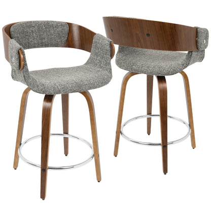 Elisa - Mid-Century Modern Counter Stool (Set of 2) - Walnut / Gray