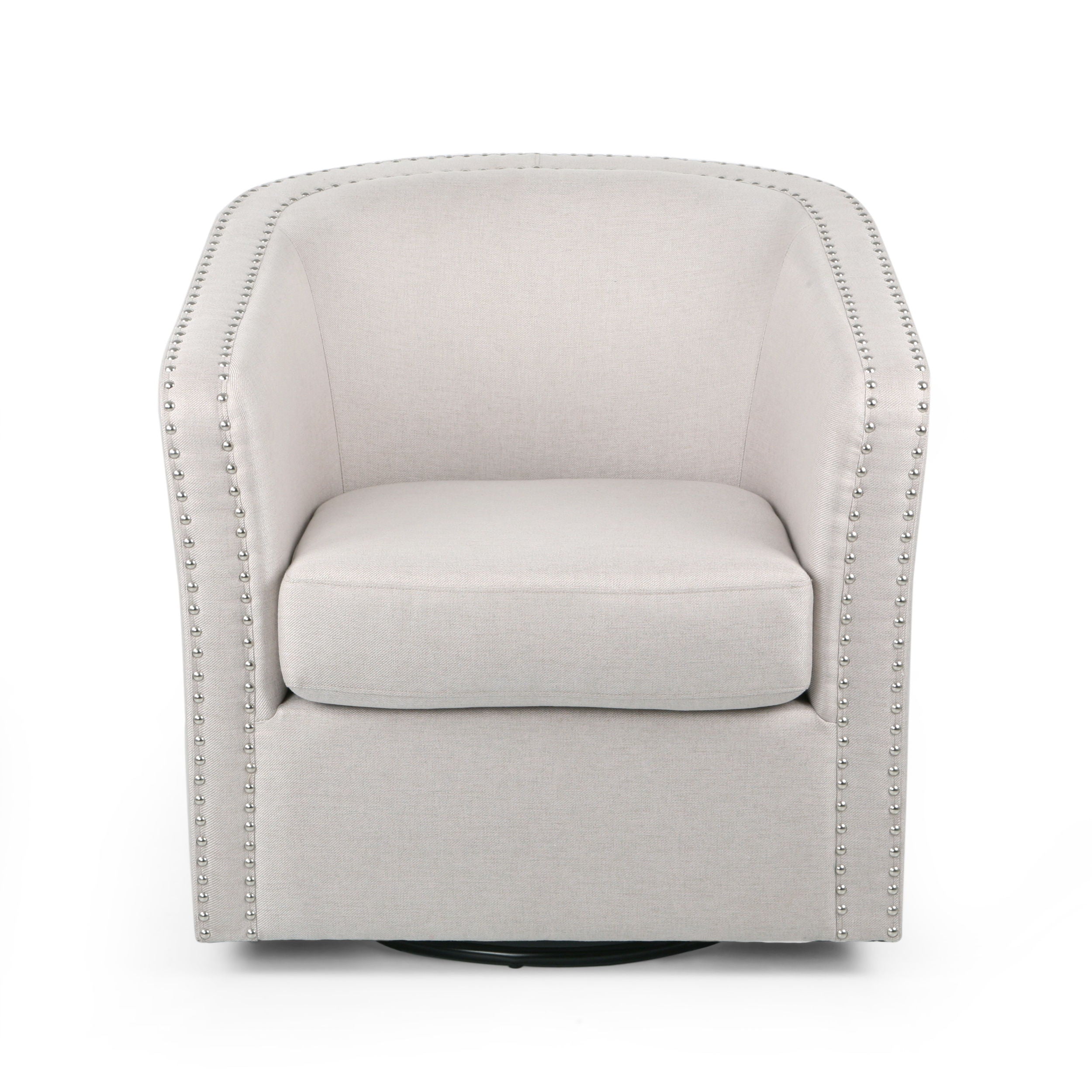 Riverbed - Upholstered Swivel Chair With Nailhead Trim And Sloped Arms - Wheat